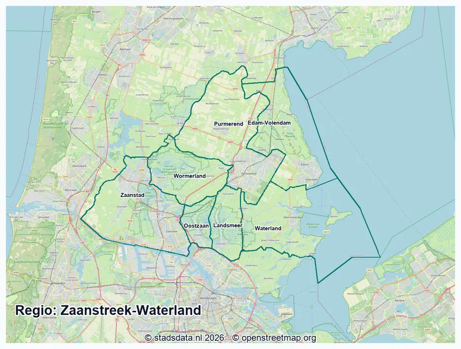 Kaart Zaanstreek-Waterland